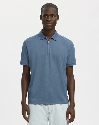Selected - SLMFave Noos Zip Polo - Blue Mirage 